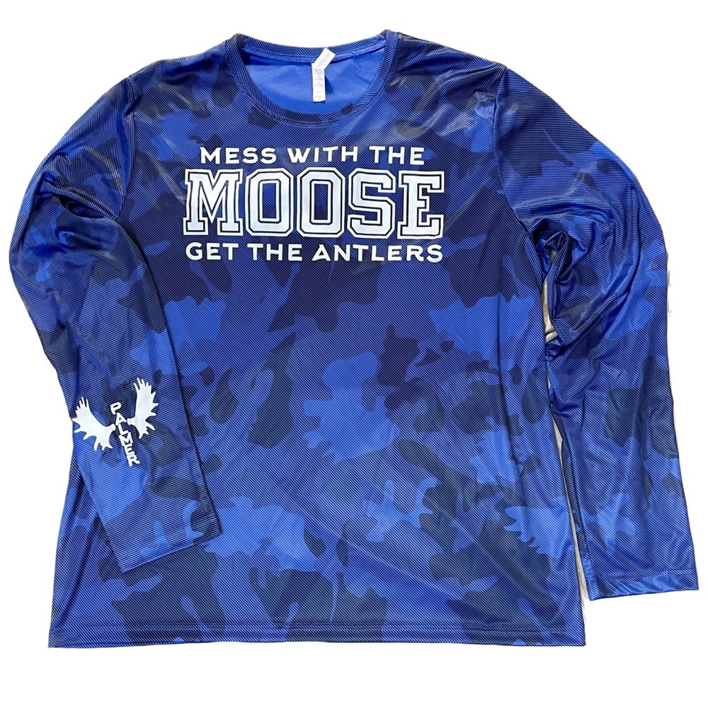 All Sport Blue Camouflage Palmer Moose Performance Long Sleeve Size 2X
